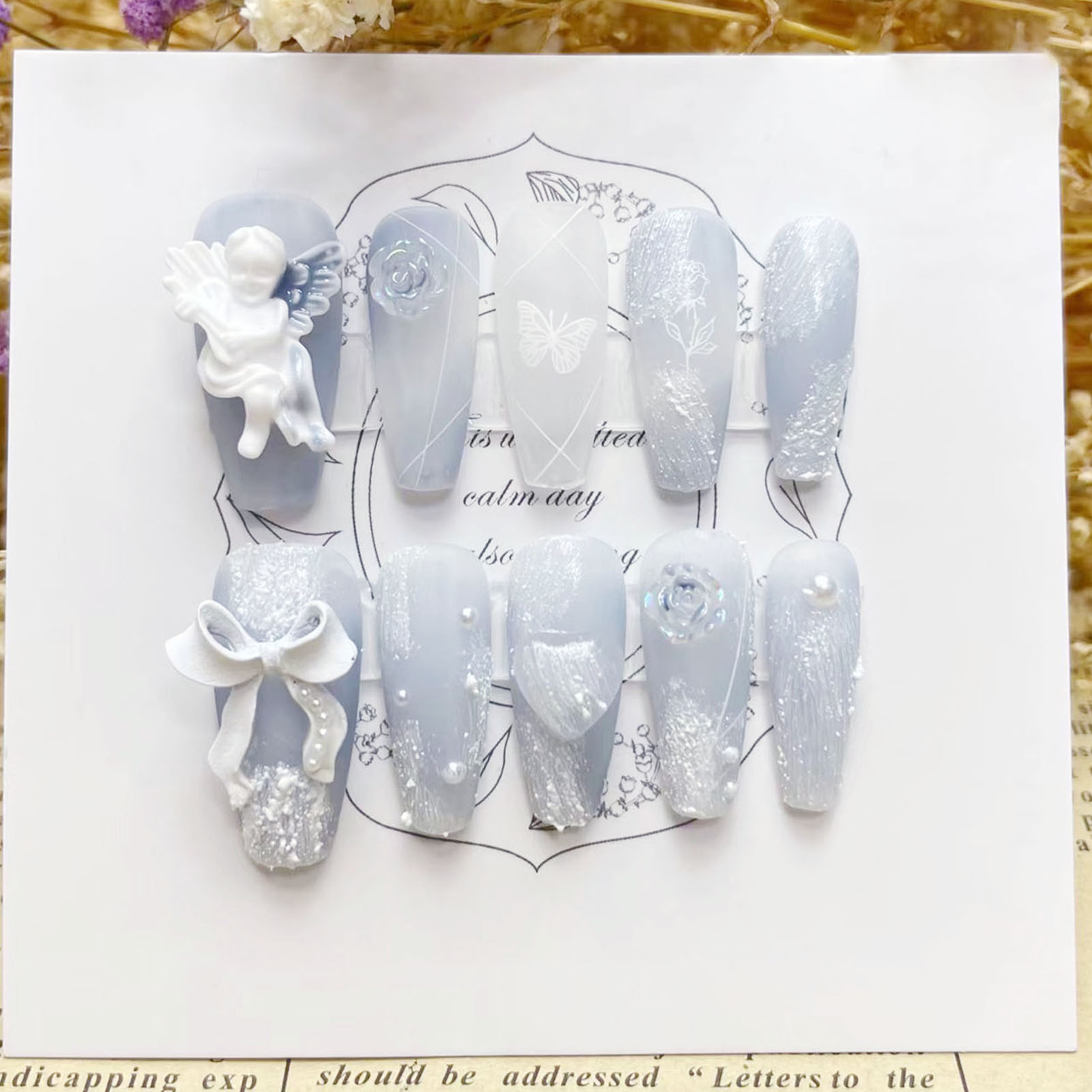3D Plaster Angel False Nails G - Pressed Flower Art recension och pris