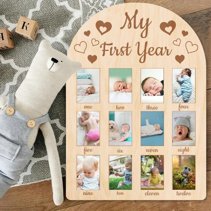Wooden Baby Commemorative Phot - Engraved Wood Frame recension och pris