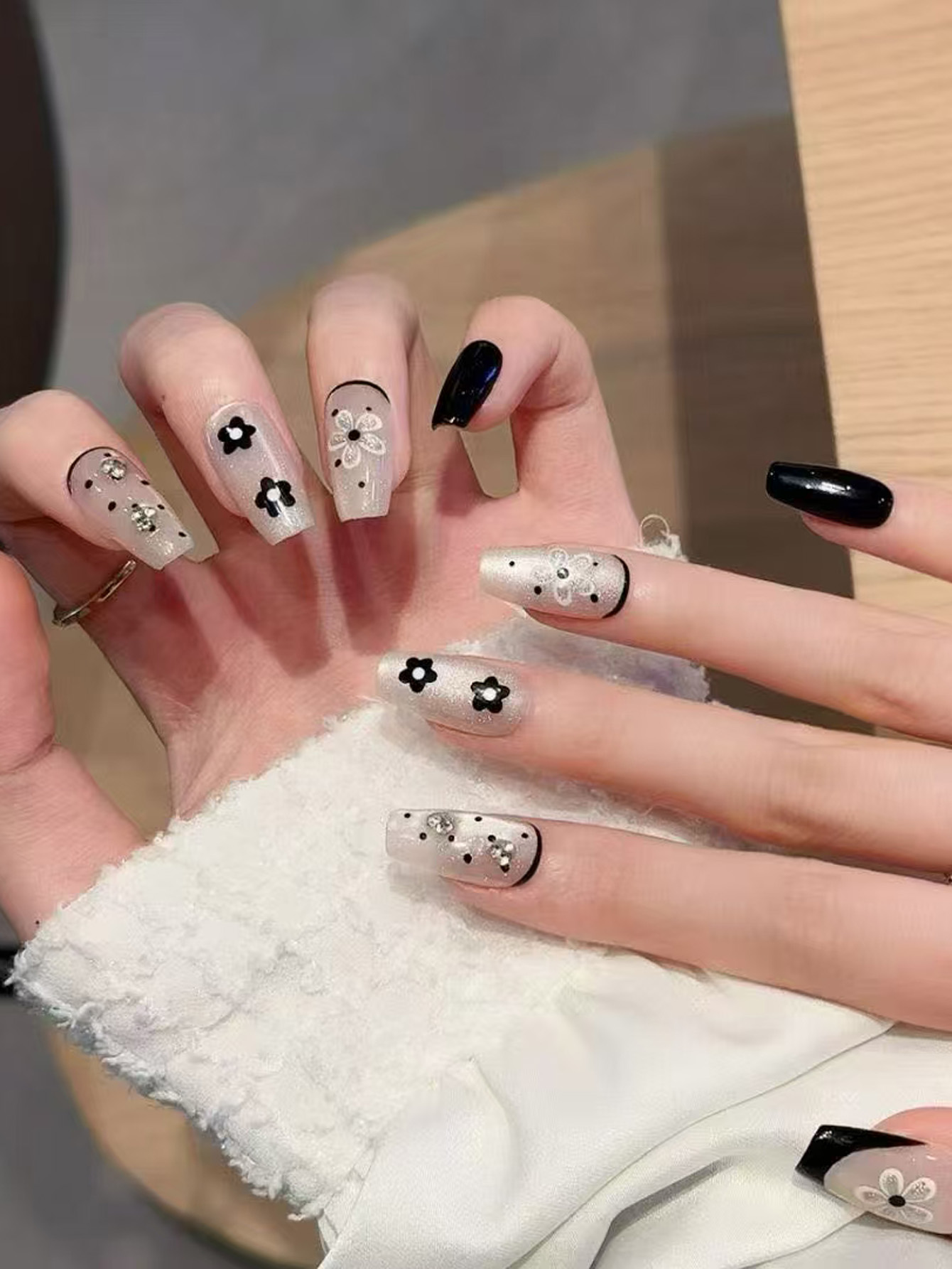 10Pcs Press on Nails Fake Nail - Pressed Flower Art recension och pris